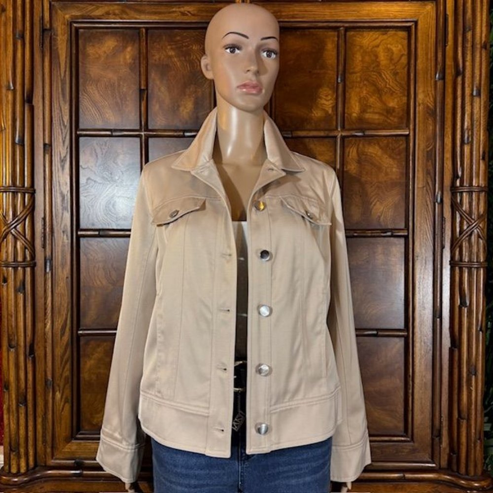 Chico's Golden Tan Matte Satin Classic Jacket